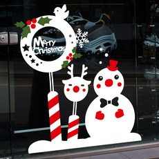 Mungkiwoldeu 聖誕節窗戶窗貼 雪花貼紙 裝飾貼紙 S4 054 聖誕派對, 白色 + 紅色 + 橄欖綠, 1個