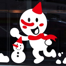 뭉키데코 크리스마스 창문 윈도우 스티커 눈꽃스티커 시트지 S4 060 크리스마스 파티, 화이트 + 레드, 1개