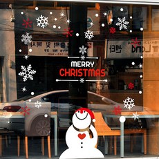 Mungkiwoldeu 聖誕節窗戶窗貼 雪花貼紙 S4 076 可愛雪人02, 白色 + 紅色