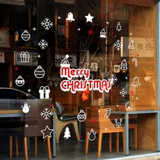 뭉키데코 크리스마스 창문 윈도우 스티커 눈꽃스티커 시트지 S4 087 크리스마스 아이콘, 화이트 + 레드, 1개