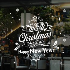 뭉키데코 크리스마스 창문 윈도우 스티커 눈꽃스티커 시트지 S4 088 타이포 크리스마스 01, 화이트, 1개