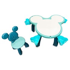 Disney 迪士尼 兒童遊戲桌組 桌子78 x 68 x 50cm + 椅子55 x 38 x 25cm, 1組, 湖水綠