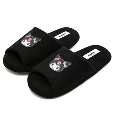 Sanrio 三麗鷗 卡通人物臉毛巾布室內拖鞋, 1個, 黑色
