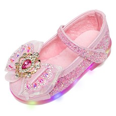 LA STELLA 女童夢幻城堡LED發光毛絨平底刷毛冬季防寒公主鞋