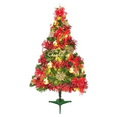 摩達客 耶誕特仕幸福型裝飾綠色聖誕樹綺紅金雪系配件 + 50燈LED燈串暖白光 USB電池盒兩用充電, 綠色 + 紅金雪, 1組