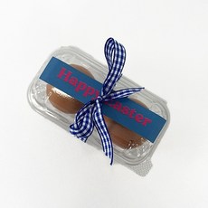 Tina Picnic 復活節透明2入雞蛋包裝 格紋緞帶 + 貼紙組, 20套, 藍色(緞帶), 藍色(貼紙)