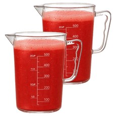 LIVING Maker 營業用PC燒杯 輕便保溫壺 水壺 量杯, 500ml, 2個, 透明