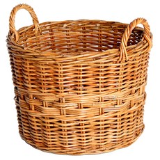 提手天然圓形藤籃 B406-2 套, 深色, 1個