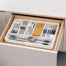 메오 주방 분리 조절 파티션 서랍수납 정리함, 화이트, 1개