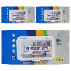 QIANHUI 倩揮 廚房清潔濕紙巾 去油巾 清潔濕巾, 3包