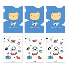 morning glory 21行寬格筆記本A 小學3~6年級適用 2組, 飛天小狗 3本 + 搖滾小貓 3本