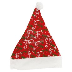 摩達客 耶誕派對 聖誕帽, 白綠花紋紅色, 1個