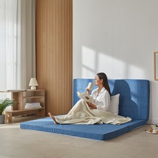 sky shop 韓國製造 Sensible 優質三折式床墊, 8cm, 布紋藍