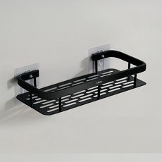 Leto 免鑽孔鋁製浴室一字型層架, 黑色