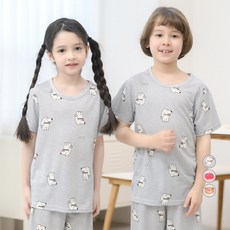 보누맘 아동용 냉감 5부 인견싱글 실내복 상하 세트