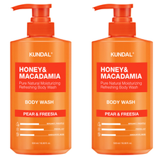 KUNDAL 昆黛爾 蜂蜜&澳洲堅果保濕沐浴露, Pear & Freesia, 500ml, 2瓶