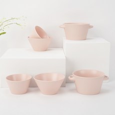 Bloom at home Stricia 餐具組 6入, 迷霧玫瑰, 飯碗(2入) + 湯碗(2入) + 拉麵碗(2入)