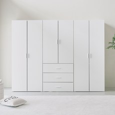 퍼리든 리르안 옷장 2400 A세트 2단 행거형 800 + 3단 서랍형 800 + 1단 행거 선반형 800 장롱세트 방문설치, 화이트