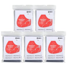 알뜰공식 비상용 보온 은박 담요 대 160 x 210 cm, 실버, 5개