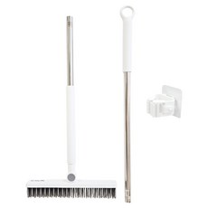 리빙앨리 화장실 모서리 틈새 욕실 베란다 v자 청소솔 바닥 밀대 청소브러시 3in1 스퀴지, 화이트, 1개