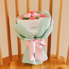 아스파시아 조화 벨리타 로즈 비누꽃다발, 핑크, 1개