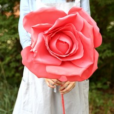 ASPASIA Great Rose單支人造玫瑰 + Thank you卡片明信片, 紅色