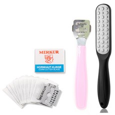 플로리빙 발 각질 굳은살 제거 면도기 핑크 + 면도날 10p + 각질제거기 세트, 1세트