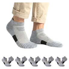 온앤모아 남성용 발목 양말 단목 5켤레, 그레이, 1세트