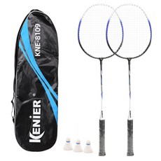 Haoyuan 羽球拍 2p + 羽球 3p + 球拍袋 套組 KNE-8109, 1套, 藍色
