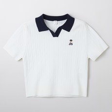 SPAO 兒童款 Coody 絞花半開襟短袖針織衫