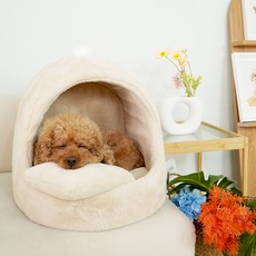 개과천선 狗狗 KASO 圓形冬季寵物屋, 1個, 象牙白