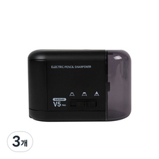 카키카키 전동 연필깎이 V-5, 블랙, 3개