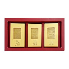 阿皂屋 紅禮藏金 開運金條檀香手工皂禮盒 (3入) 附提袋 - 檀香精油、乳油木果、維生素E，新年送禮首選, 1盒