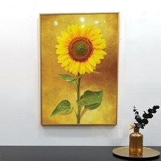 向日葵畫 金色背景 室內裝飾 客廳畫框, 金色金屬