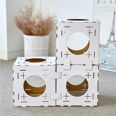 한발뚝딱 캣스크래쳐 스퀘어박스 3p 세트, 화이트, 1세트