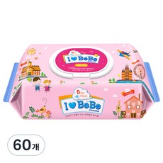 아이러브베베 핑크 물티슈 캡형, 43g, 100개입, 60개