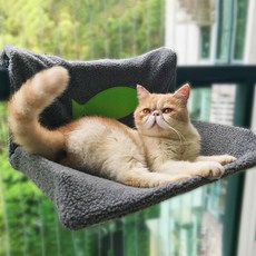 Dr.Mini 고양이 발코니 프레임 해먹 침대, 그레이, 1개