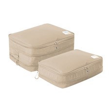 LIV MOM 第三代旅行用空間壓縮衣物棉被收納袋 象牙白, 2個, 1入