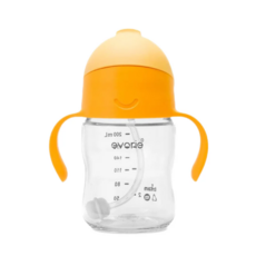 Evorie 愛得利 Tritan寶寶吸管杯, 200ml, 6個月以上適用，十字孔吸管嘴，耐摔耐磨, 1個, Orange