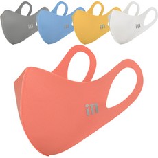 im 透氣立體口罩 5入, 象牙白+灰色+天藍色+珊瑚粉+黃色