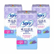 쏘피 바디피트 코튼 팬티라이너 라벤더향, 일반, 40개입, 3개