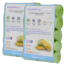 리온하임 비닐봉투 옥수수전분 음식물쓰레기 비닐 롤타입 배변 봉투 M 45 x 50 cm 100p, 그린, 2개