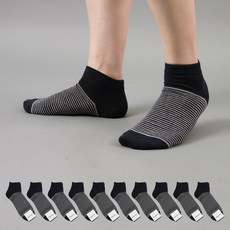 가나양말 남성용 스트라이프 학생 교복 유니폼 깔끔한 스니커즈 발목 양말 10켤레