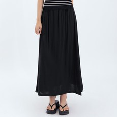 Elsso 寬版鬆緊帶飄逸彈性百褶長裙 孕婦裙