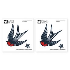 instant tattoo 燕子紋身貼紙, 混合顏色, 2個