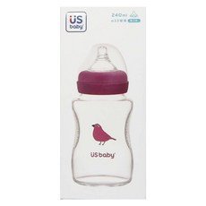 US baby 優生 真母感玻璃奶瓶 寬口徑 240ml, 台灣朱雀, 1瓶