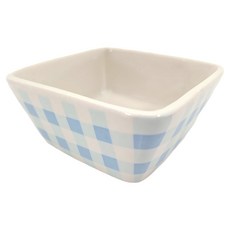 Homely Zakka 日系清雅陶瓷格紋甜點碗 小碗 黃色 9*9cm碗口, 水藍, 1個