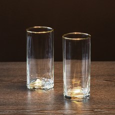 OCEAN 金邊多角玻璃杯 380ml, 單色, 2個