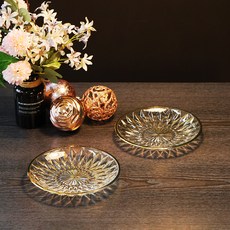 Ocean Glass Burano 真金水晶盤 2入, 2個, 單品, 混合色