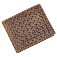 男士 頭層牛皮, 咖啡色, 短夾